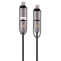 Дата-кабель Energea microUSB + MFI Lighthing cable Gunmetal