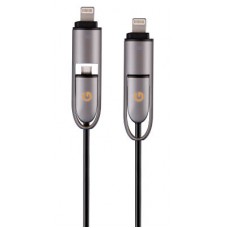Дата-кабель Energea microUSB + MFI Lighthing cable Gunmetal